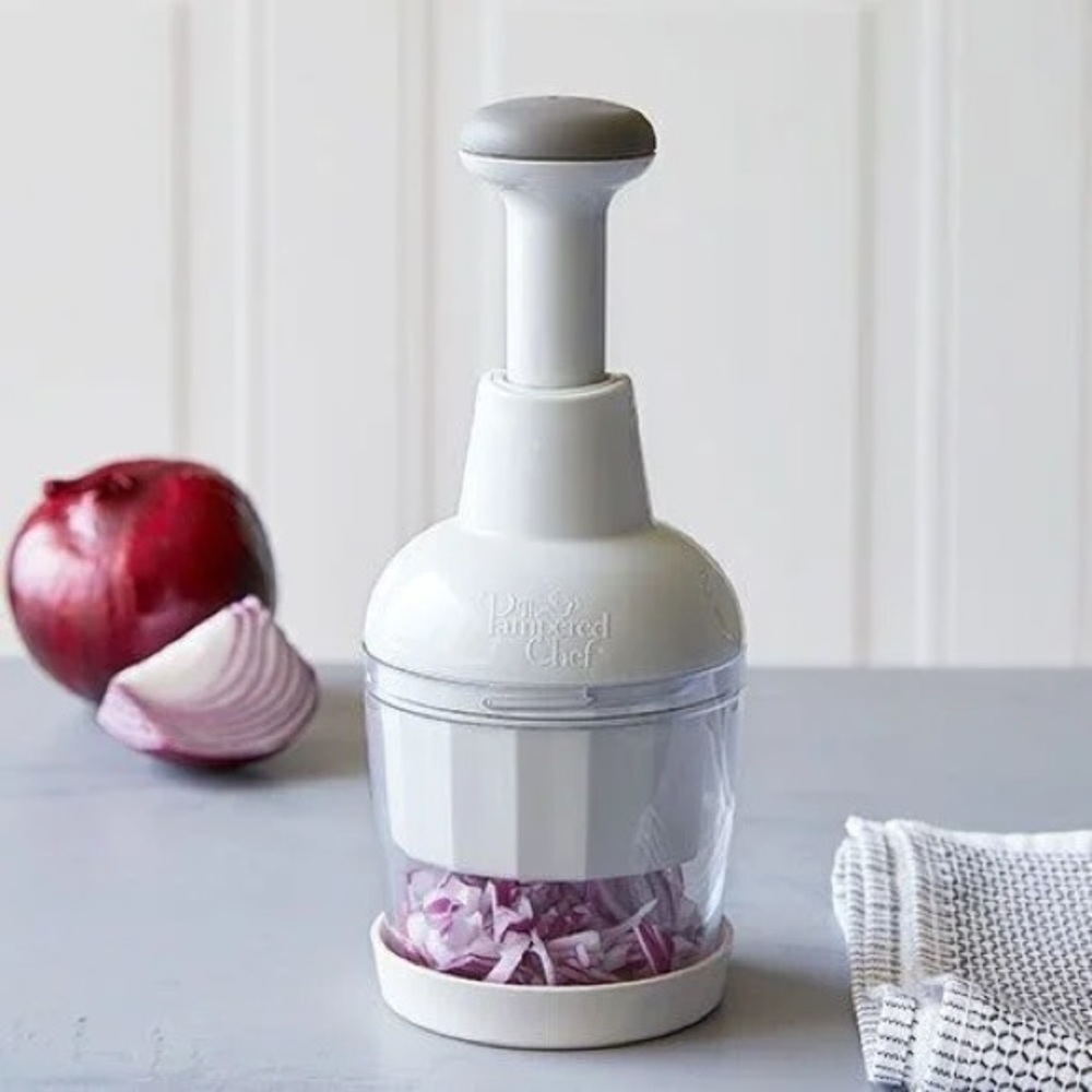 Pampered Chef White and Gray Manual Chopper